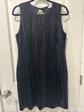 Jessica Lauren Sleek Black Velvet Textured Sleeveless Dress